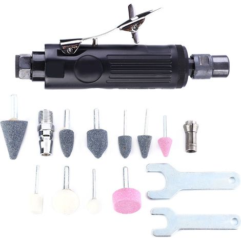 Lot de 15 ponceuses pneumatiques, outil rotatif à air comprimé, polisseuse meuleuse d'atelier, kit de finition pour métal. (1/5)
