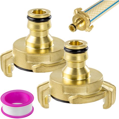 2Pièces Adaptateur Robinet Tuyau Arrosage Raccord Tuyau d'Arrosage Laiton (1/5)