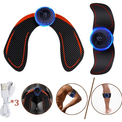 EMS-Elektromuskelstimulator für die Bauchmuskulatur, Fitness-Sticker, wiederaufladbares Schlankheitsmassagegerät, kabelloser LCD-Bildschirm, Gesäßtrainer 03540-AquaForge