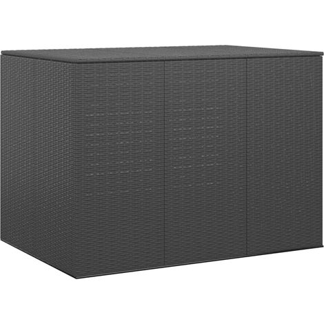 Boîte à coussins de jardin-Coffre de rangement-Stockage Rangement Résine tressée 145x100x103 cm Noir 307528 (1/5)