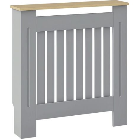 Cache-radiateur en MDF pour salon, chambre ou couloir, 78 x 19 x 83 cm, gris et chêne (1/5)