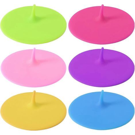 Lot de 6 couvercles en silicone pour tasses et verres, protection anti-poussière, réutilisables. (1/5)