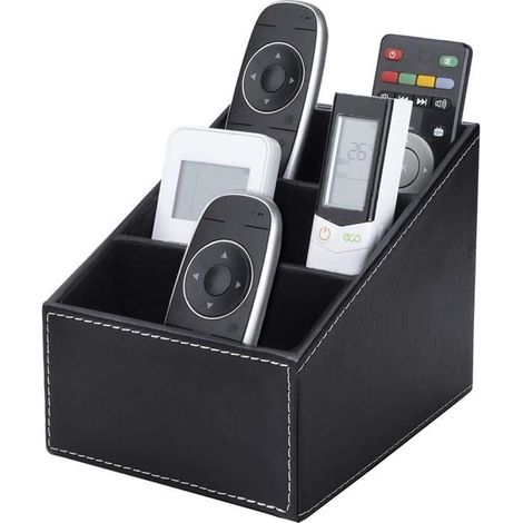 Aufbewahrungsbox für Fernbedienung – Schwarz – PU-Leder – Drei Fächer – Exquisite Aufbewahrungsbox (1/5)