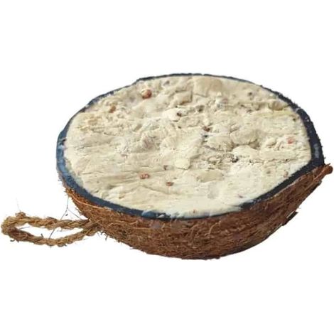 Mangime uccelli selvatici, mezza noce di cocco con arachidi, cibo per uccelli (1/4)