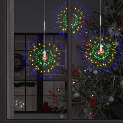 Lot de 2 Feux d'Artifice Lumineux LED Noël Extérieur Cuivre 8 Modes Multicolore 20 cm - PANGIVO (1/5)