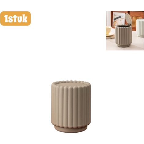 Mini poubelle de bureau et de cuisine avec ouverture par pression motif tournesol et large ouverture pour collecter les petits déchets couleur gris foncé (1/4)