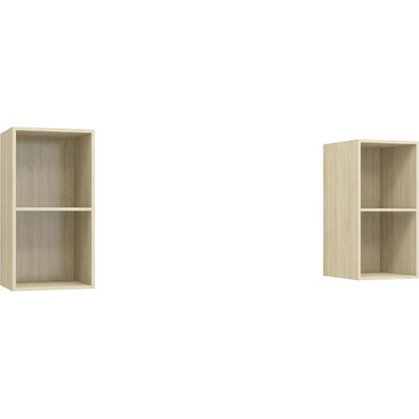 Meubles TV muraux 2 pcs, Étagère TV, Meuble de Salon, Chêne sonoma Aggloméré OIB3397E (1/5)