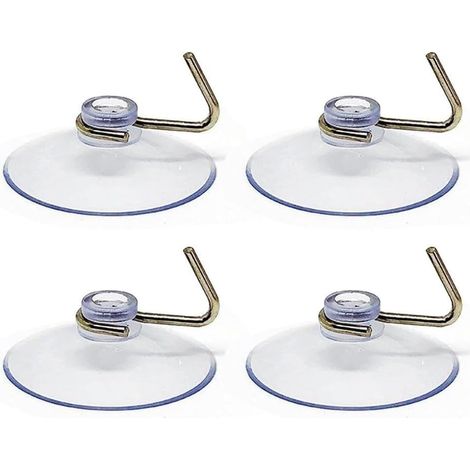 Set of 4 sturdy suction cup hooks, no drilling required, for bathroom and kitchen – Reusable transparent PVC towel rack for bathrobes, 3 cm smooth surface (1/5)