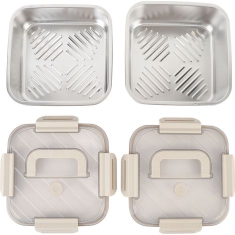 Lot de 2 boîtes hermétiques en acier inoxydable, 20,5 cm, pour fruits, adaptées à une utilisation au réfrigérateur.-AquaForge (1/5)