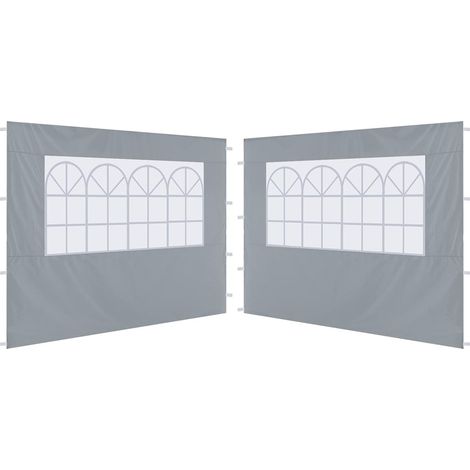 Lot de 2 Panneaux latéraux de Rechange pour tonnelle 3 m Gris (1/5)