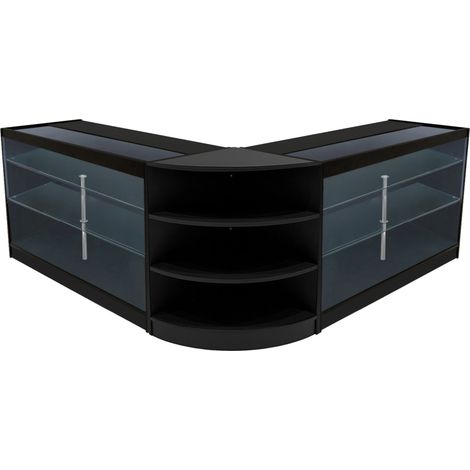 Schwarzes Verkaufstheken-Set Apollo LED-Licht K1500 LM60 Display mit 3 Ebenen