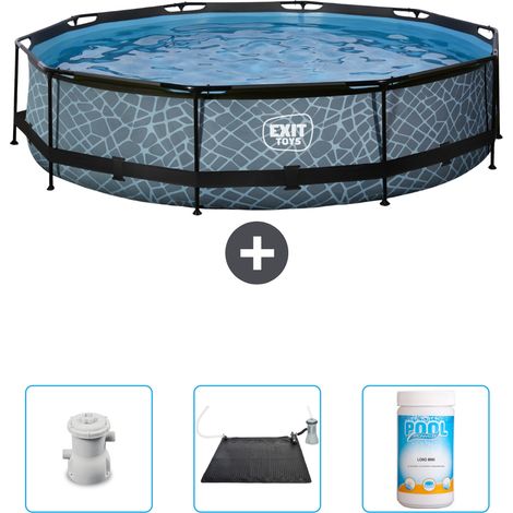 Exit Pool Rund - Steinoptik - 360x76 cm - 4-teilig SCB92 (1/4)