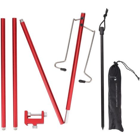 Camping lanterne support Portable léger Camping en plein air en alliage d'aluminium lampadaire lumière suspendu support rouge (1/5)