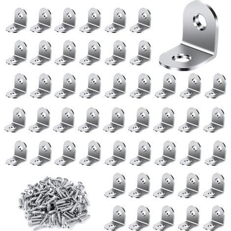 Équerre de Fixation 50 Pièces, 20x20mm Équerre Métal avec 100 pièces Vis Equerre Assemblage Inox Equerre de Fixation Angle Droit Support pour la Fixation et la Réparation de Meubles (1/5)