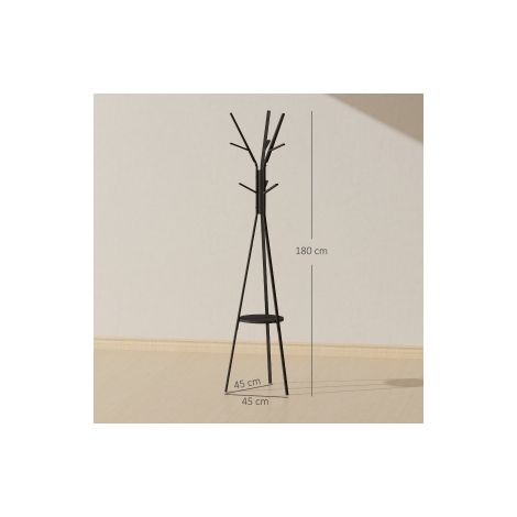 Portant à vêtements noir en métal de 180 cm avec structure stable et rangement pratique pour entrée, chambre et dressing (1/5)