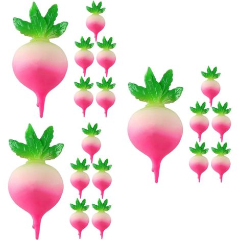 18pièces Modèles De Radis Artificiels Résine Décoration De Cuisine Éducative Jouets Ludiques pour Artisanat Et Décor De Table (1/5)