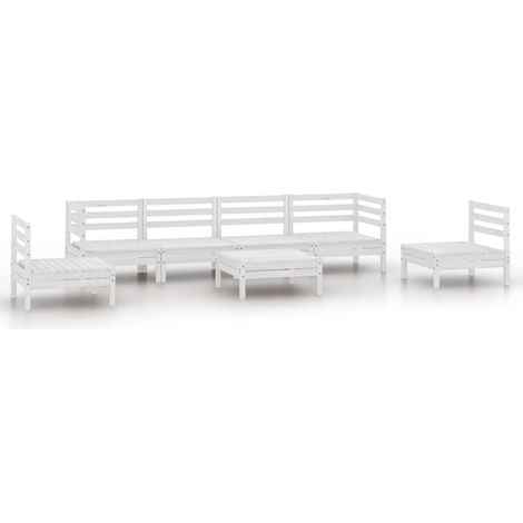 Maison Exclusive - Set Divani da Giardino 7 pz Bianco in Legno Massello di Pino