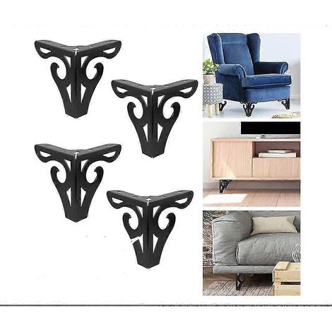 Un ensemble de 4 pieds de canapé en métal noir, de 10 cm de haut - robustes, faciles à installer et compatibles avec les améliorations de meubles modernes. (1/5)