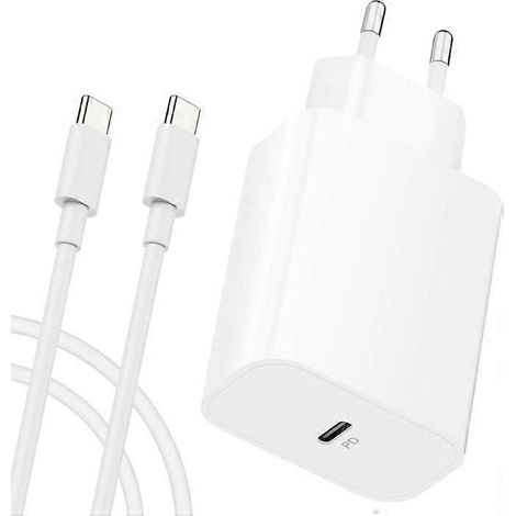 Adaptateur secteur compatible - Diffuseur carré - 20 W - Charge rapide - Câble de 2 mètres - Protection contre la surchauffe (1/5)