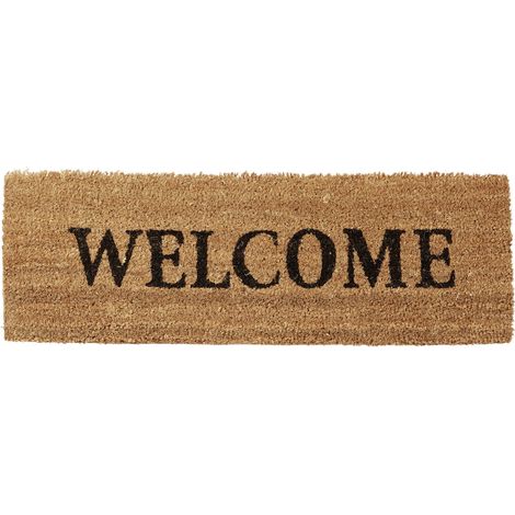 Relaxdays Zerbino WELCOME in fibra di cocco, antiscivolo, gomma/PVC, 75x25 cm, ingresso, naturale