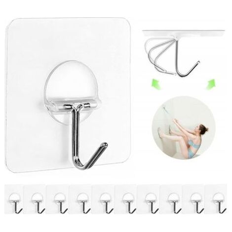 Set mit 12 selbstklebenden Haken zum Aufhängen von Handtüchern, Mänteln und Badetüchern transparente und wasserdichte Haken für Badezimmer, Dusche, Küche, Schlüssel, Türen und den Außenbereich. (1/5)