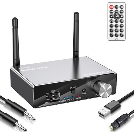 Émetteur/récepteur Bluetooth 5.3 stéréo à faible latence, entrée auxiliaire jack 3,5 mm, sortie optique, audio sans fil A-WELLNGS (1/5)
