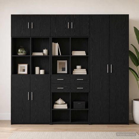 vidaXL Armadio per la conservazione con ripiani Rovere Nero (1/5)