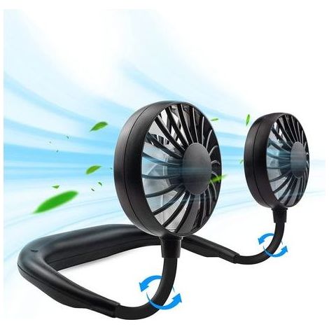Ventilateur cou USB rechargeable 3 vitesses avec LED, mini ventilateur portable 2000mAh (1/5)