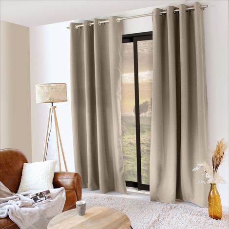 Rideau 100% Occultant Thermique hiver/été - 135 x 240 cm - 135x240cm - Naturel