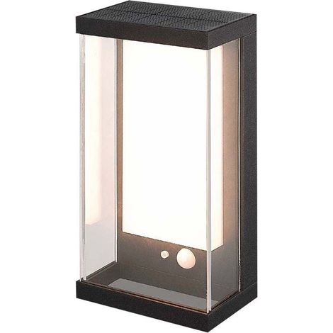 Aplique LED rectangular de pared V-TAC de 1 W con panel y sensor PIR, negro, blanco cálido, IP54