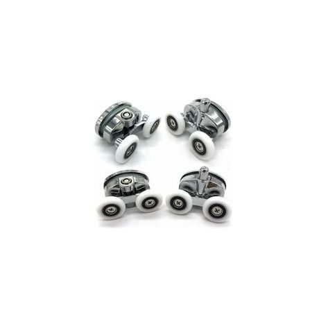 Lot de 4 roulettes de porte de douche - À deux roues - Ovales - En forme de papillon (23mm) (1/4)