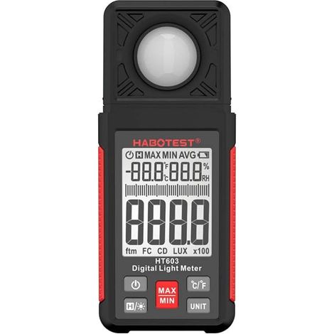 Medidor de luz digital HT603, comprobador de luz, medidor de temperatura y humedad 3 en 1, detector de luz con medidor de luz