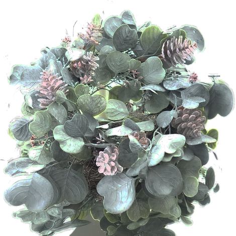 Weihnachtsdeko Eukalyptus Mischkranz Grau & Grün Ø 35 cm - Kunstblumen (1/2)