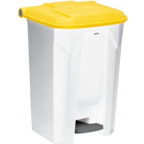 Poubelle à pédale Utilo - 80l - blanc / jaune (1/3)