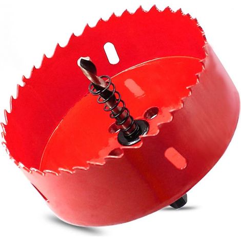 Scie cloche, outil de perçage pour métaux - Rouge, tige de 10 mm, diamètre de 95 mm, profondeur de trou de 36 mm (1/5)