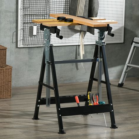 Établi réglable en hauteur avec 4 supports rotatifs, plateaux de table réglables en angle et en distance