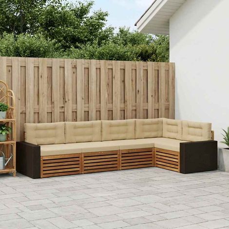 vidaXL Outdoor-Sofagarnitur 5 pcs Natur und Beige 331 x 172,5 x 73 cm (1/5)