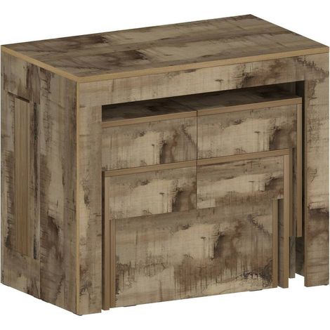 Dmora - Set tavolo e sedie Auditore, Composizione multiuso, Set con consolle e 2 panche allungabili, 100% Made in Italy, 66x25h45 cm, Acero