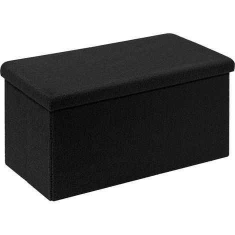 Pouf Cube avec Espace de Rangement, Banc Pliable,Repose-Pieds en Velours, Coffre de Rangement,Noir, 80 X 40 X 40 Cm (1/5)