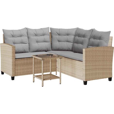Maison Exclusive - Sofá de jardín en forma de L con mesa y cojine