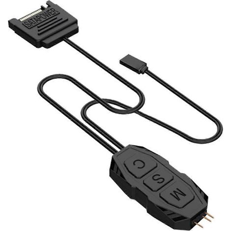 Câble contrôleur ARGB 5V 3 broches, alimentation SATA pour bandes lumineuses RGB, compatible avec les cartes mères PC. (1/5)
