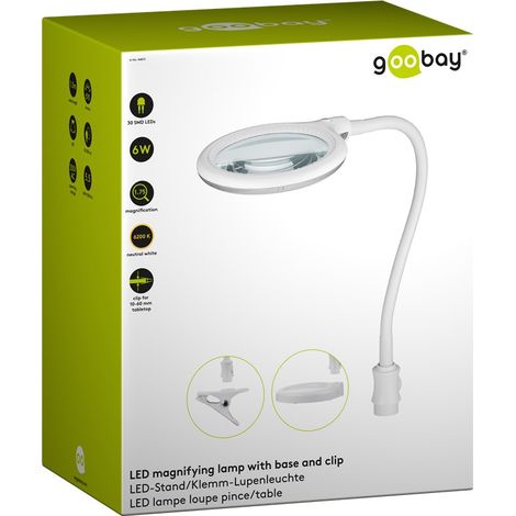GOOBAY Lampe-loupe LED sur pied/pince, 6 W, 480 lm, grossissement 1,75x, blanc (1/5)