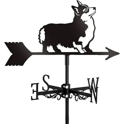 Girouette décorative de jardin pour chien avec indicateur de direction du vent pour décoration animale extérieure, corgi (1/4)