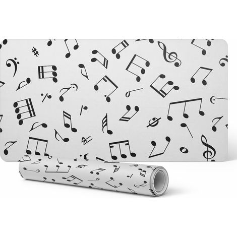 Alfombrilla antideslizante para escritorio con estampado de notas musicales, 100x50 cm.