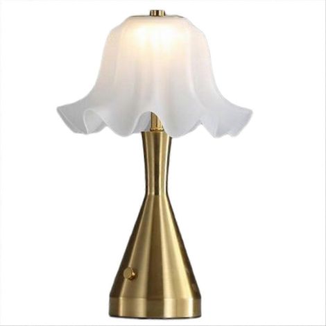 Dekorative kabellose LED-Schreibtischlampe mit Blumenmuster, Touch-Steuerung, USB-Aufladung, dimmbar und dreifarbig, ideal zum Lesen. (1/5)