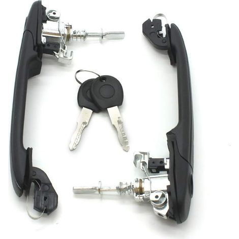Poignée de porte extérieure avec verrouillage de sécurité – Compatible Galaxy, Seat Alhambra, VW Polo, Sharan – 1 paire avec 2 clés - 6N0837207 (1/5)