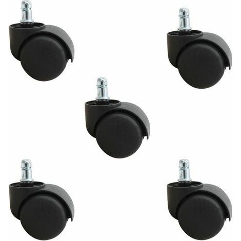 Set of 5 Swivel Casters for Stool or Office Chair - Black MUMU (1/4)