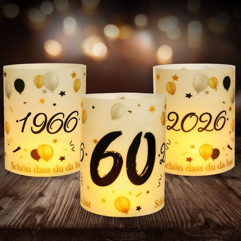 12 Photophores pour Décoration de Table 60e Anniversaire, 60e Anniversaire Diamant Mariage Anniversaire Décoration Homme Femme 1966-2026 Noir Or pour Lumignons ou Bougies (1/5)