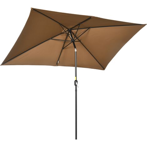 Ombrellone da Giardino 200x300 cm Rettangolare con Manovella e Angolazione Regolabile in Poliestere Caffè (1/5)