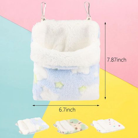 Sac de couchage pour planeur de sucre, hamac chaud pour hamsters, hamac pour petits animaux de compagnie, convient aux hamsters, rats, hérissons, écureuils et autres petits animaux (bleu) (1/5)